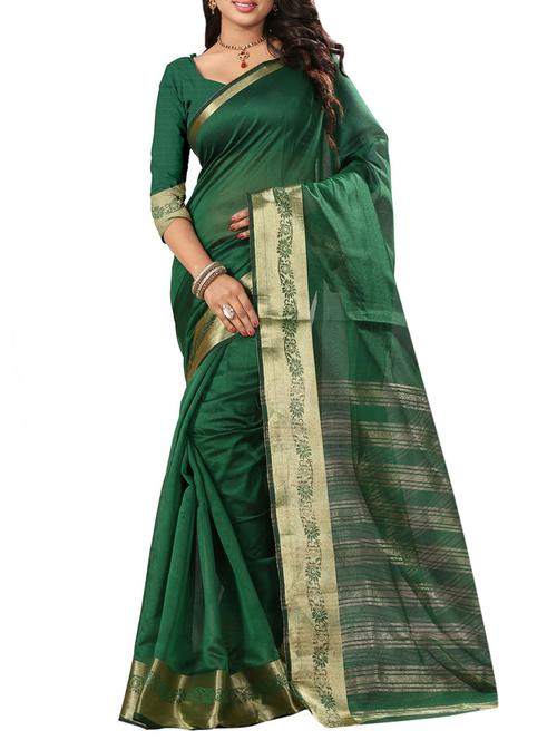 green cotton silk bordered saree - 14518498 - Very Small Image - 1