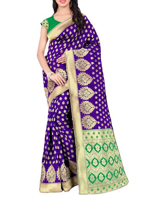 purple art silk woven saree - 14518503 - Very Small Image - 1