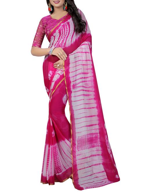 pink chiffon printed saree - 14518602 - Very Small Image - 1