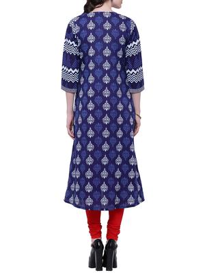 blue cotton layered kurta - 14518617 - Standard Image - 3