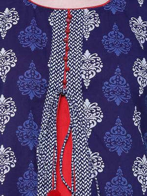 blue cotton layered kurta - 14518617 - Standard Image - 4