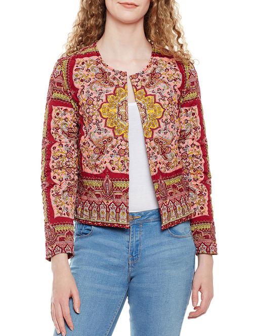 maroon printed shrug - 14518655 - Very Small Image - 1