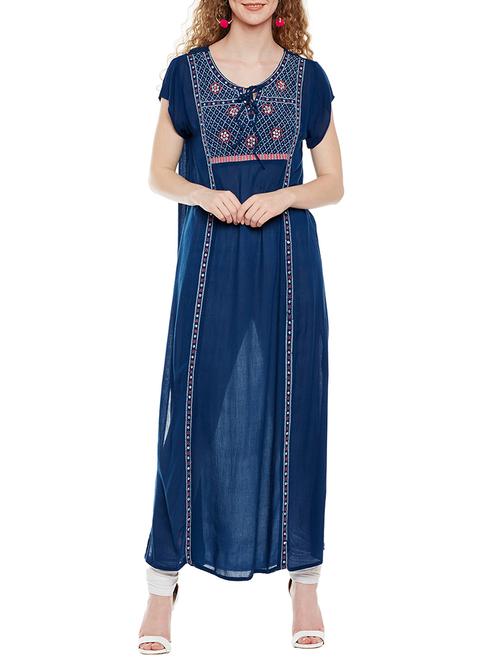 blue viscose maxi tunic - 14518732 - Very Small Image - 1