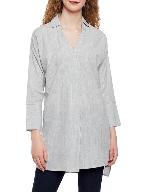 grey striped cotton tunic - 14518733 - Very Small Image - 1