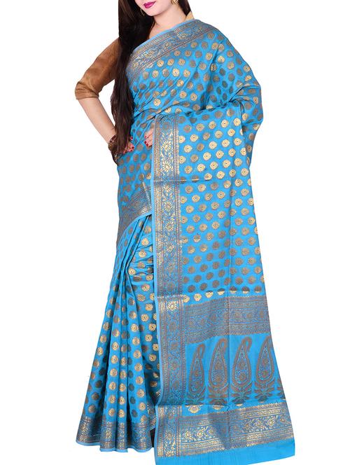 Zari motifs banarasi saree with blouse - 14518761 - Standard Image - 1