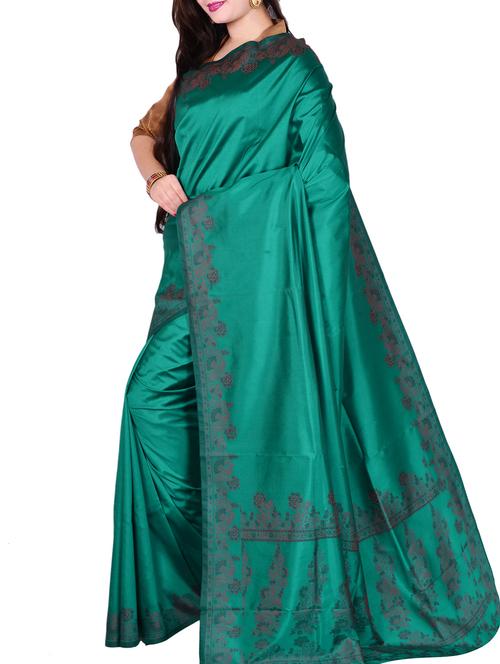 Floral pallu bordered saree with blouse - 14518765 - Standard Image - 1