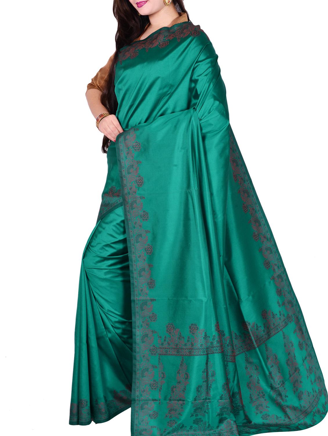 Floral pallu bordered saree with blouse - 14518765 - Zoom Image - 1
