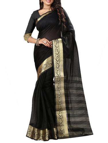 black cotton silk bordered saree - 14518784 - Very Small Image - 1