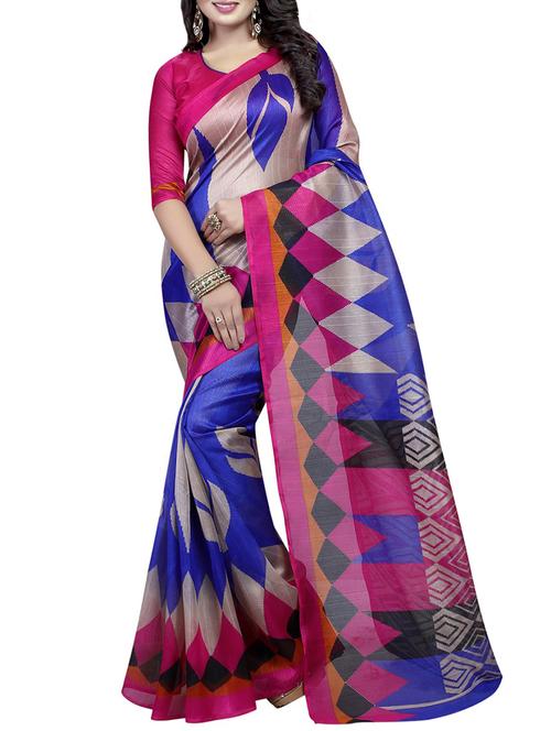 multi colored cotton silk printed saree with blouse - 14518824 - Very Small Image - 1