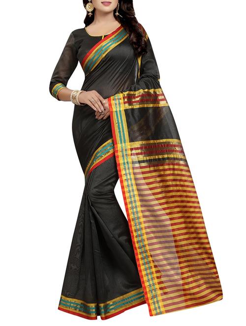 black cotton silk woven saree - 14518834 - Very Small Image - 1