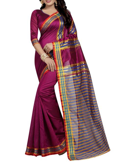 magenta cotton silk woven saree - 14518836 - Very Small Image - 1