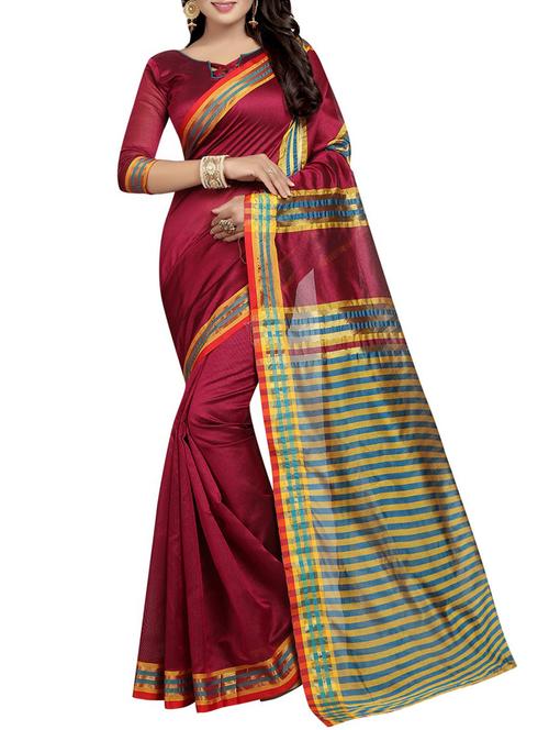 red cotton silk woven saree - 14518839 - Very Small Image - 1
