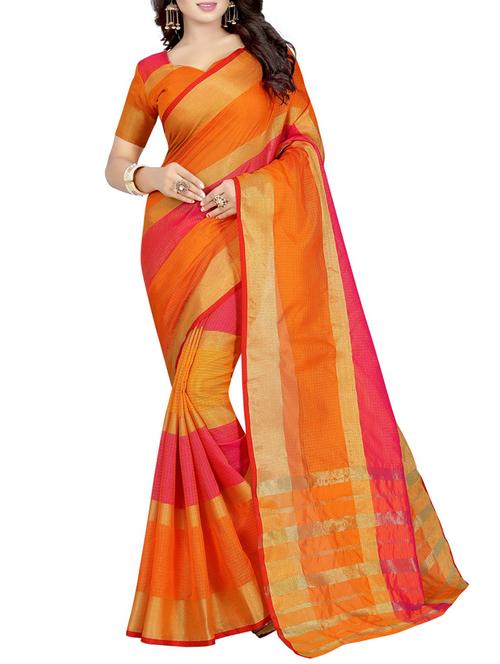 orange cotton silk woven saree - 14518840 - Very Small Image - 1
