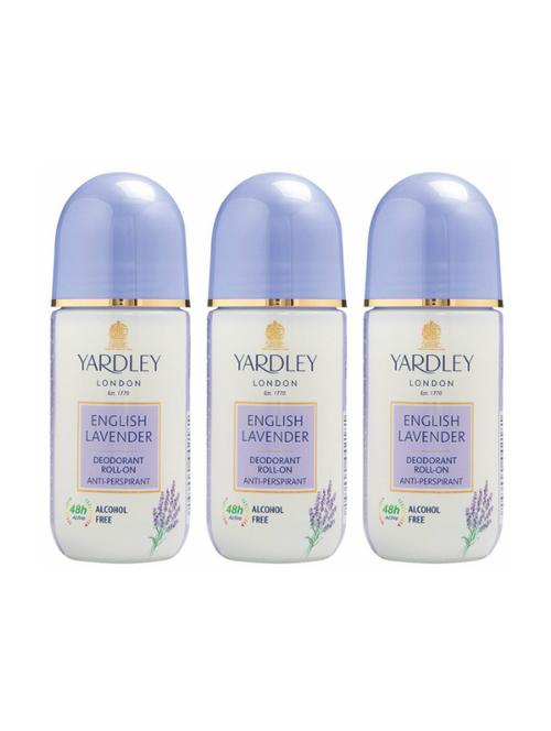 Yardley London 3 English Lavender Deodorant Roll-on - For Men & Women(Pack of 3) - 14519039 - Very Small Image - 1