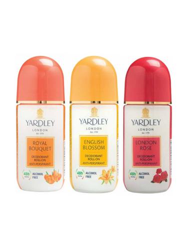 Yardley London 1 Royal Bouquet, 1 English Blossom and 1 London Rose Deodorant Roll-on - For Men & Women(Pack of 3) - 14519055 - Very Small Image - 1