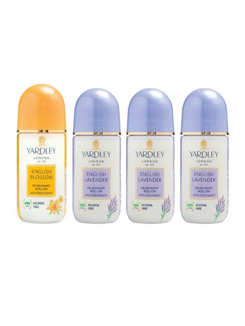 Yardley London 1 English Blossom and 3 English Lavender Deodorant Roll-on - For Men & Women(Pack of 4) - 14519059 - Very Small Image - 1