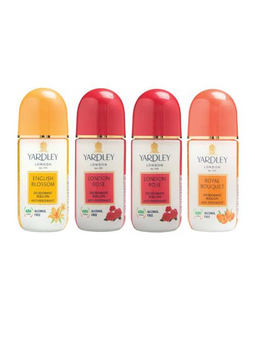 Yardley London 1 English Blossom, 2 London Rose and 1 Royal Bouquet Deodorant Roll-on (Pack of 4) - 14519061 - Very Small Image - 1