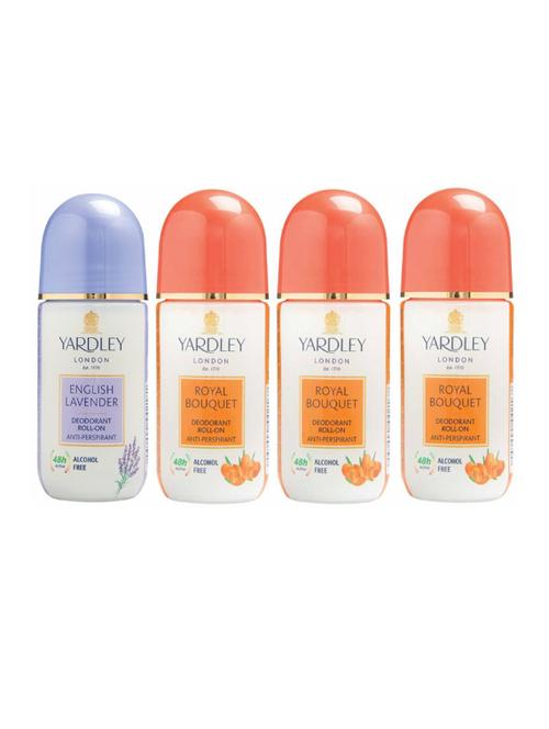 Yardley London 1 English Lavender and 3 Royal Bouquet Deodorant Roll-on - For Men & Women(Pack of 4) - 14519078 - Very Small Image - 1