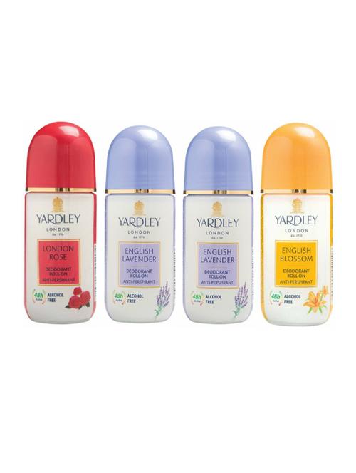 Yardley London 1 London Rose, 2 English Lavender and 1 English Blossom Deodorant Roll-on - For Men & Women(Pack of 4) - 14519085 - Very Small Image - 1