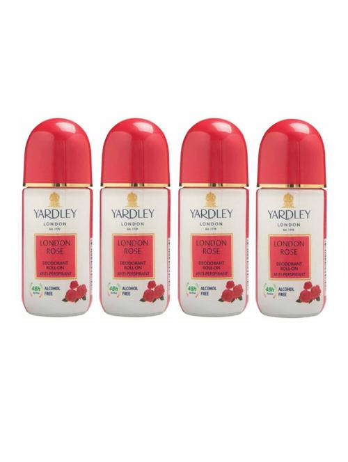 Yardley London 4 London Rose Deodorant Roll-on - For Men & Women(Pack of 4) - 14519094 - Very Small Image - 1