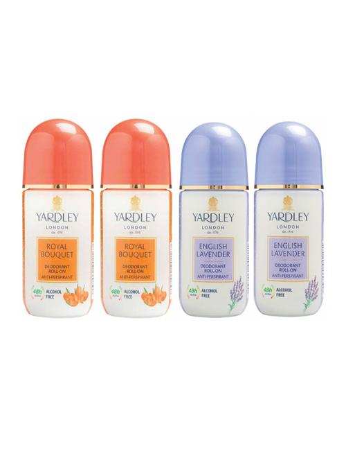 Yardley London 2 Royal Bouquet and 2 English Lavender Deodorant Roll-on - For Men & Women(Pack of 4) - 14519107 - Very Small Image - 1