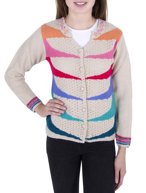 Multicolored woolen cardigan - 14519151 - Very Small Image - 1