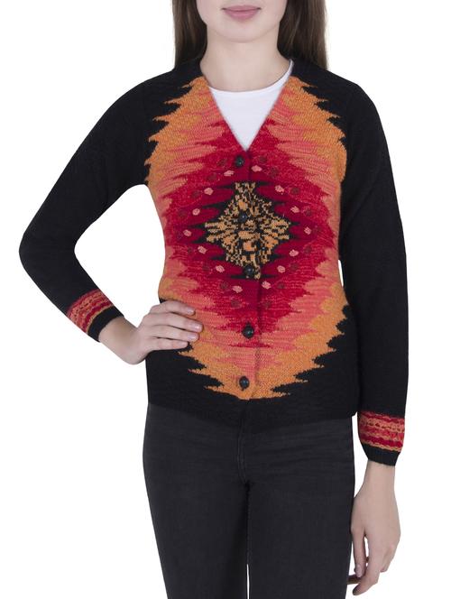 Multicolored woolen cardigan - 14519157 - Standard Image - 1