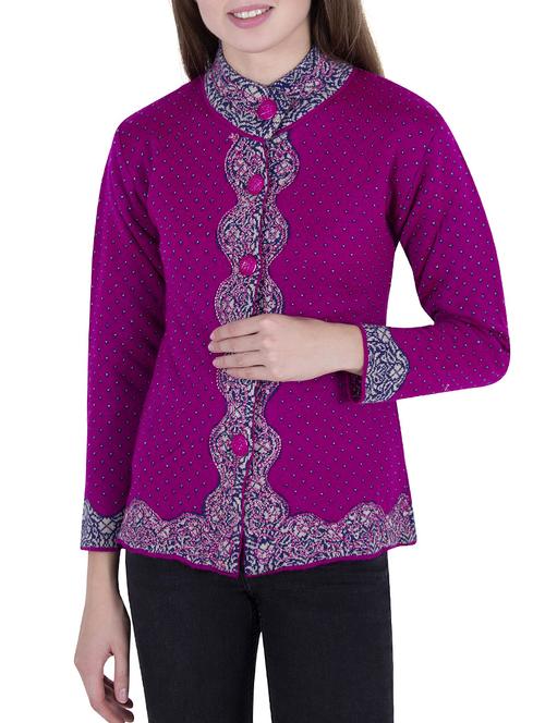 Purple woolen cardigan - 14519178 - Very Small Image - 1