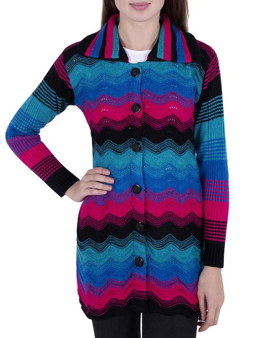 Multicolored woolen coatigan - 14519181 - Very Small Image - 1