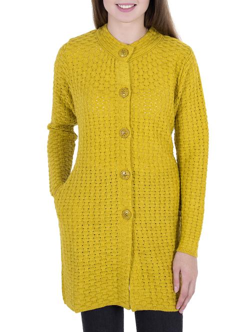 yellow woolen coatigan - 14519190 - Very Small Image - 1