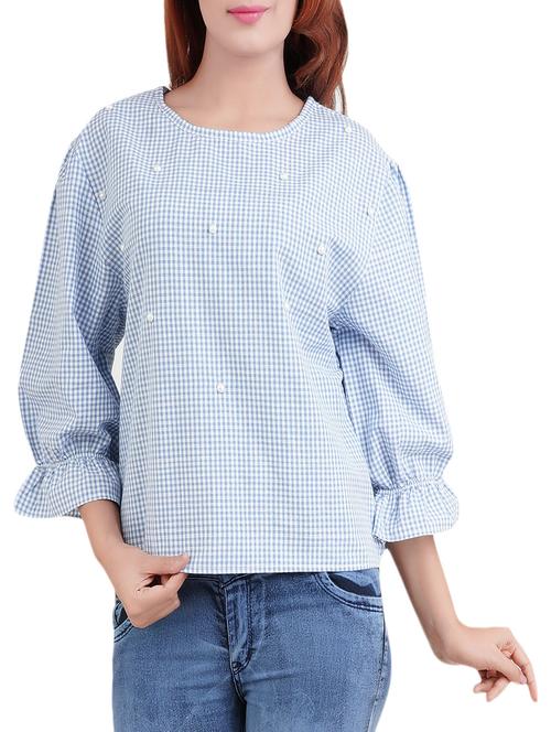 Blue checkered top - 14519315 - Standard Image - 1
