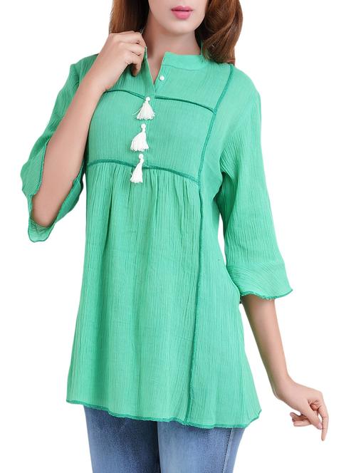 green cotton solid tunic - 14519317 - Very Small Image - 1