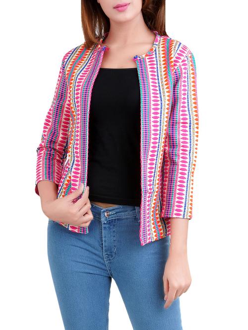 multi colored cotton shrug - 14519335 - Very Small Image - 1