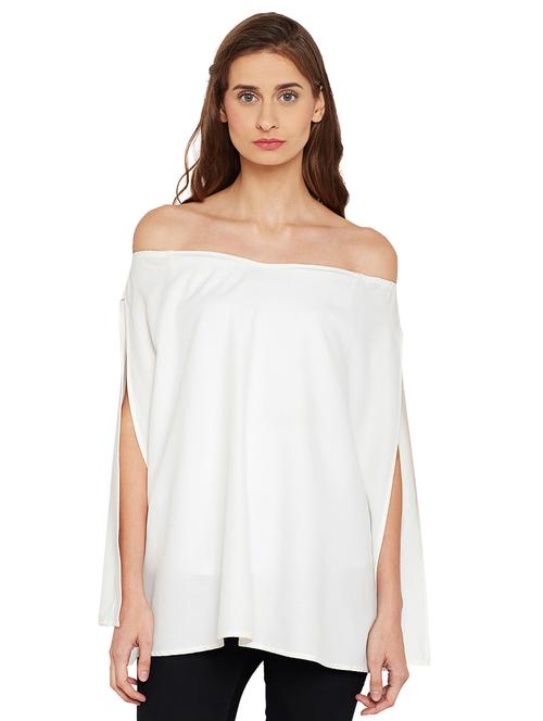 Slit sleeved off shoulder top - 14519341 - Standard Image - 1