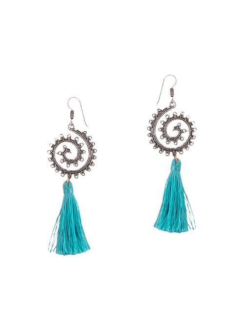 blue metal tassel earrings - 14519909 - Very Small Image - 1