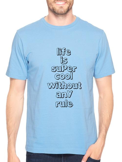 blue cotton front print t-shirt - 14520020 - Standard Image - 1