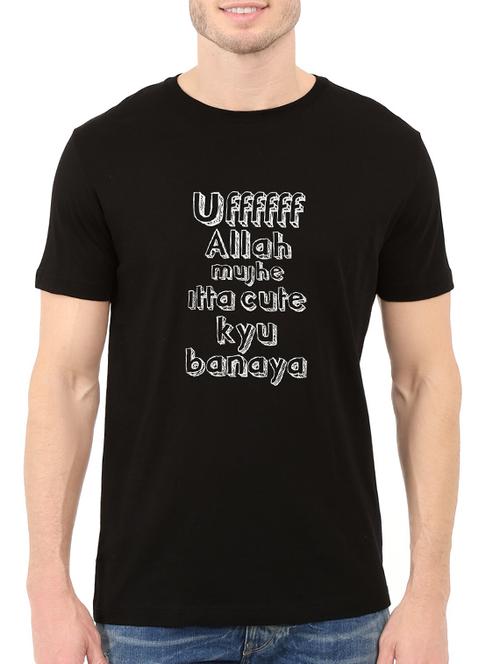 black cotton chest print tshirt - 14520040 - Standard Image - 1