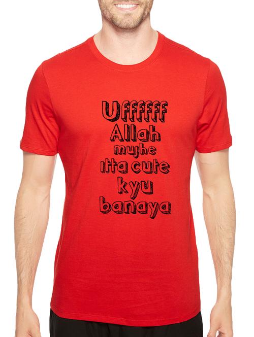 red cotton front print t-shirt - 14520045 - Standard Image - 1