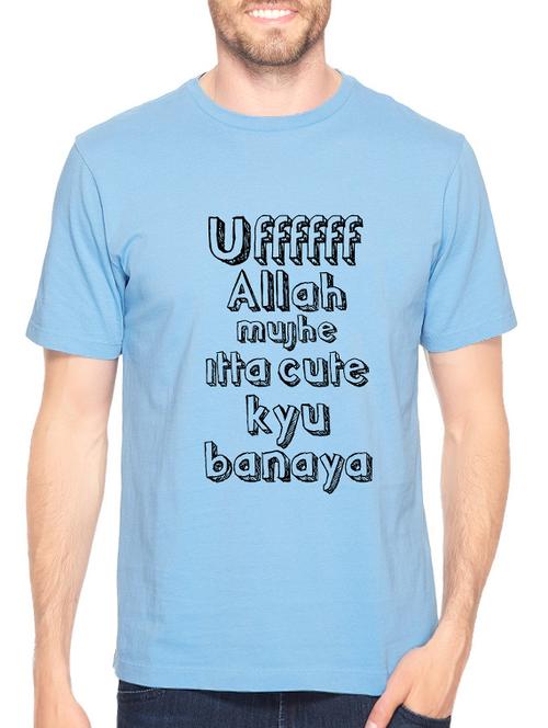 blue cotton front print t-shirt - 14520046 - Standard Image - 1
