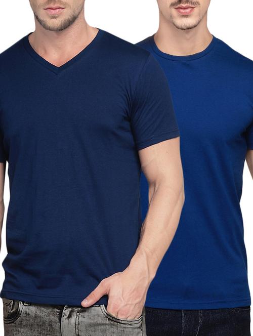 (set of 2) blue cotton combos t-shirt - 14520427 - Very Small Image - 1