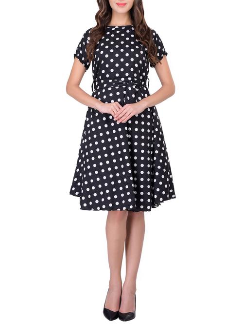 black crepe fit & flare dress - 14520567 - Very Small Image - 1