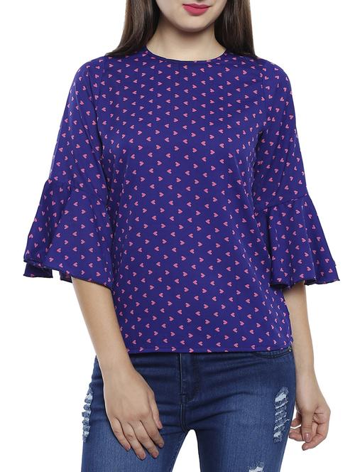 blue flute sleeved top - 14520582 - Very Small Image - 1