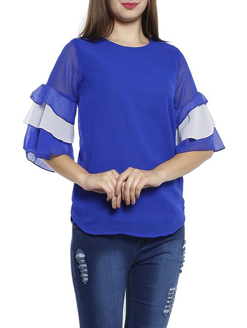 blue georgette casual top - 14520593 - Very Small Image - 1