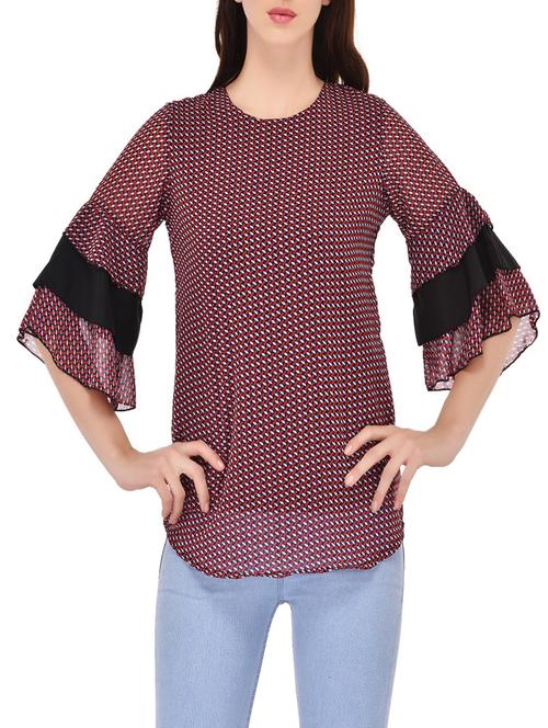 purple printed georgette top - 14520595 - Very Small Image - 1
