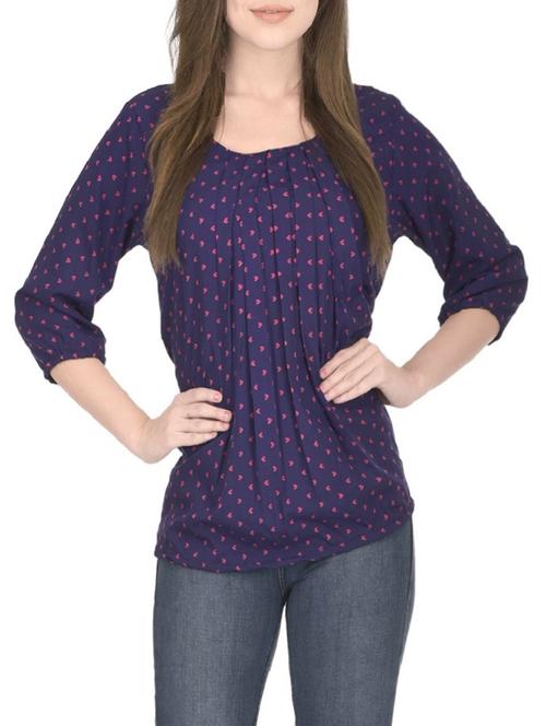 blue printed casual top - 14520616 - Very Small Image - 1