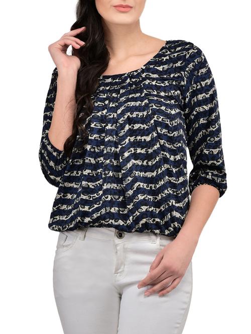 dark blue printed top - 14520620 - Very Small Image - 1