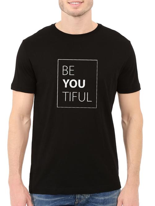 black cotton chest print tshirt - 14520644 - Standard Image - 1