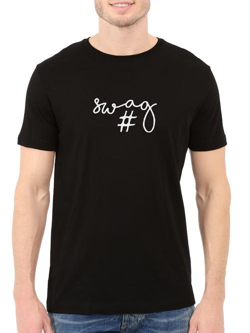 black cotton chest print tshirt - 14520654 - Standard Image - 1