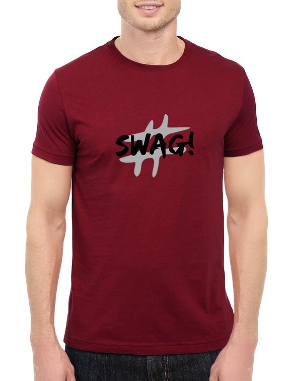 maroon cotton chest print tshirt - 14520664 - Zoom Image - 1