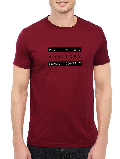maroon cotton chest print tshirt - 14520671 - Standard Image - 1